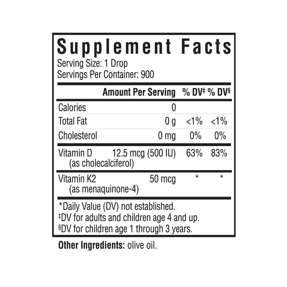 Seeking Health Vitamin D3/K2 supplement facts