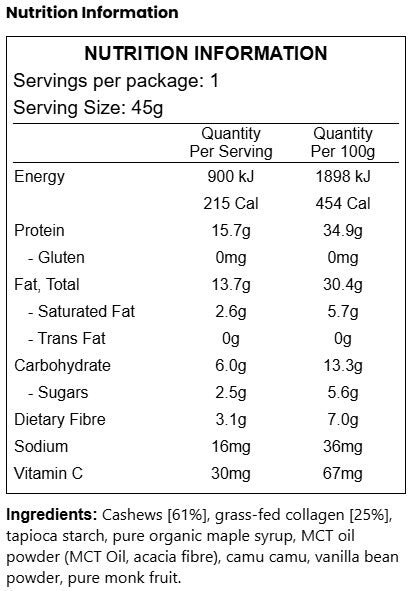Chief Collagen Protein Bar Cashew Shortbread (12 pack)