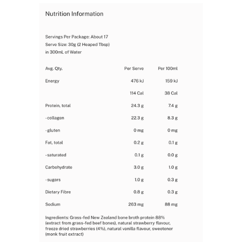 Bone Broth Protein Powder | Real Strawberry 500g