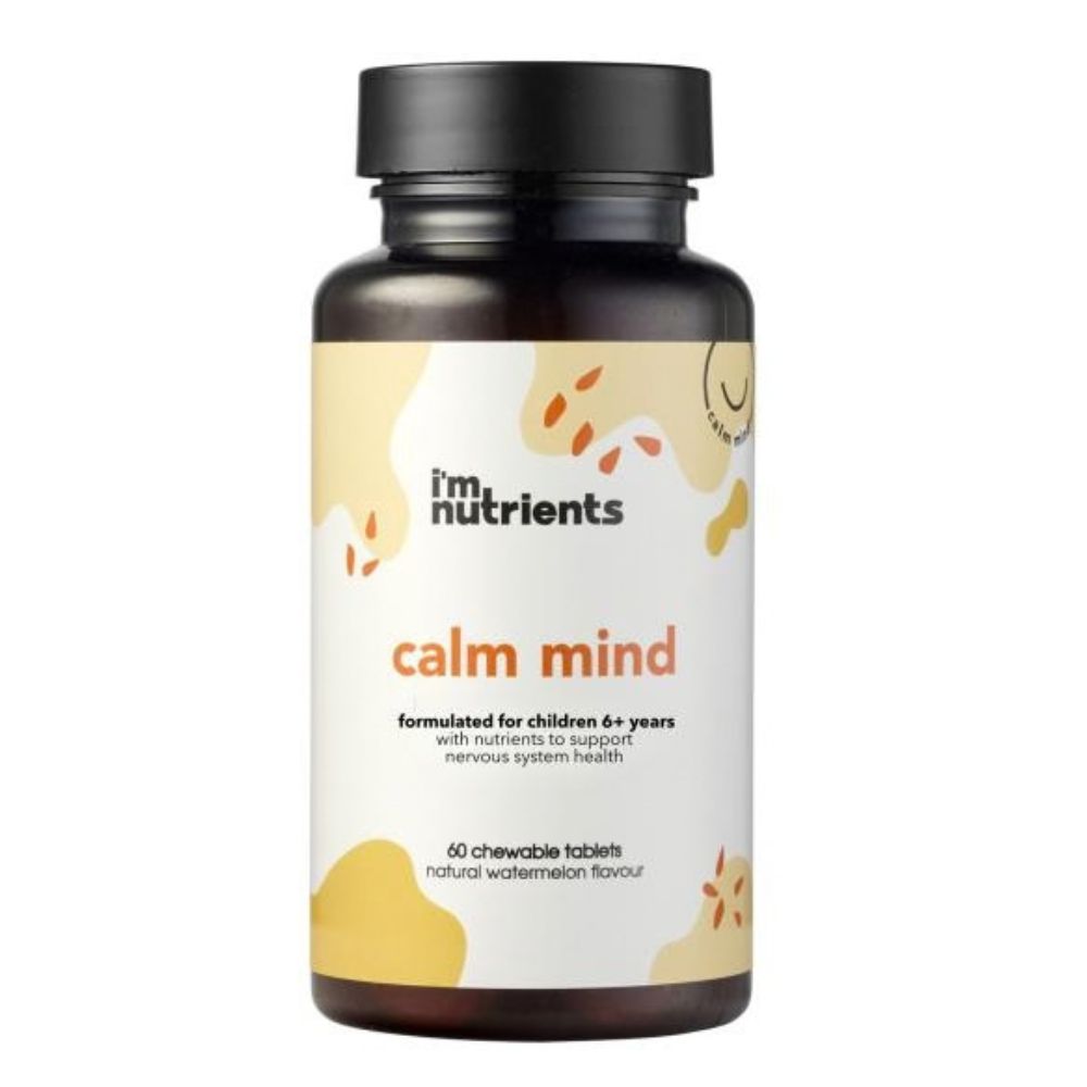 A bottle of i'm nutrients 'calm mind' chewable tablets for children
