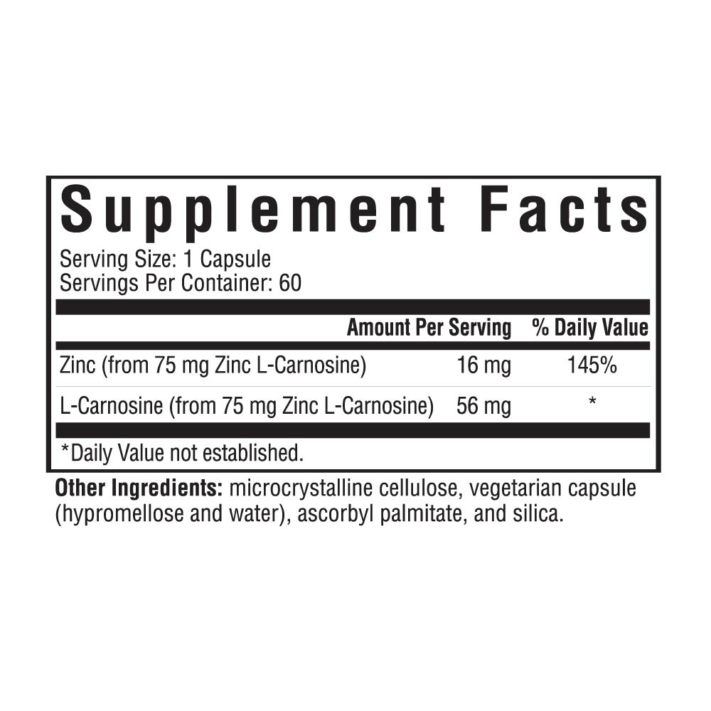 Seeking Health Zinc Carnosine side supplement facts